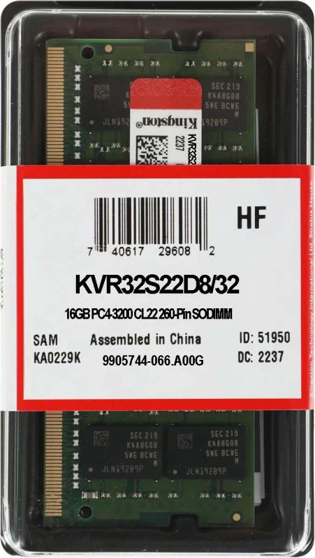 Оперативна пам'ять Kingston 32 GB SO-DIMM DDR4 3200 MHz